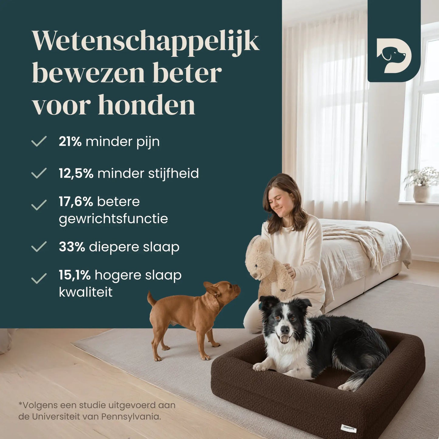 Orthopedisch hondenkussen - Bouclé Choco Bruin - Dreamydog - Hondenkussen