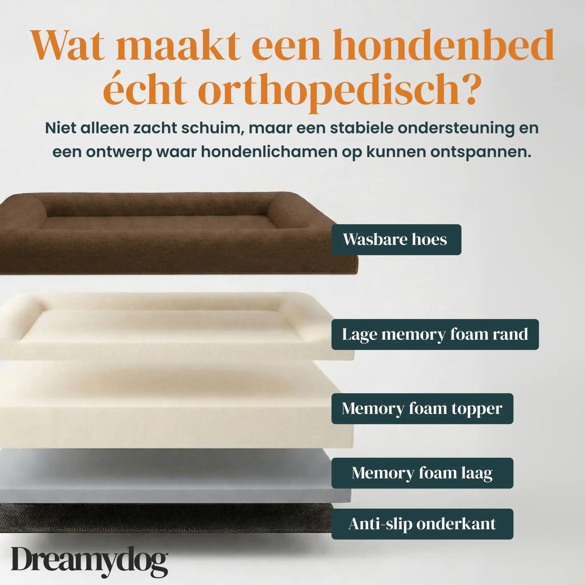 Orthopedisch hondenkussen - Bouclé Choco Bruin - Dreamydog - Hondenkussen