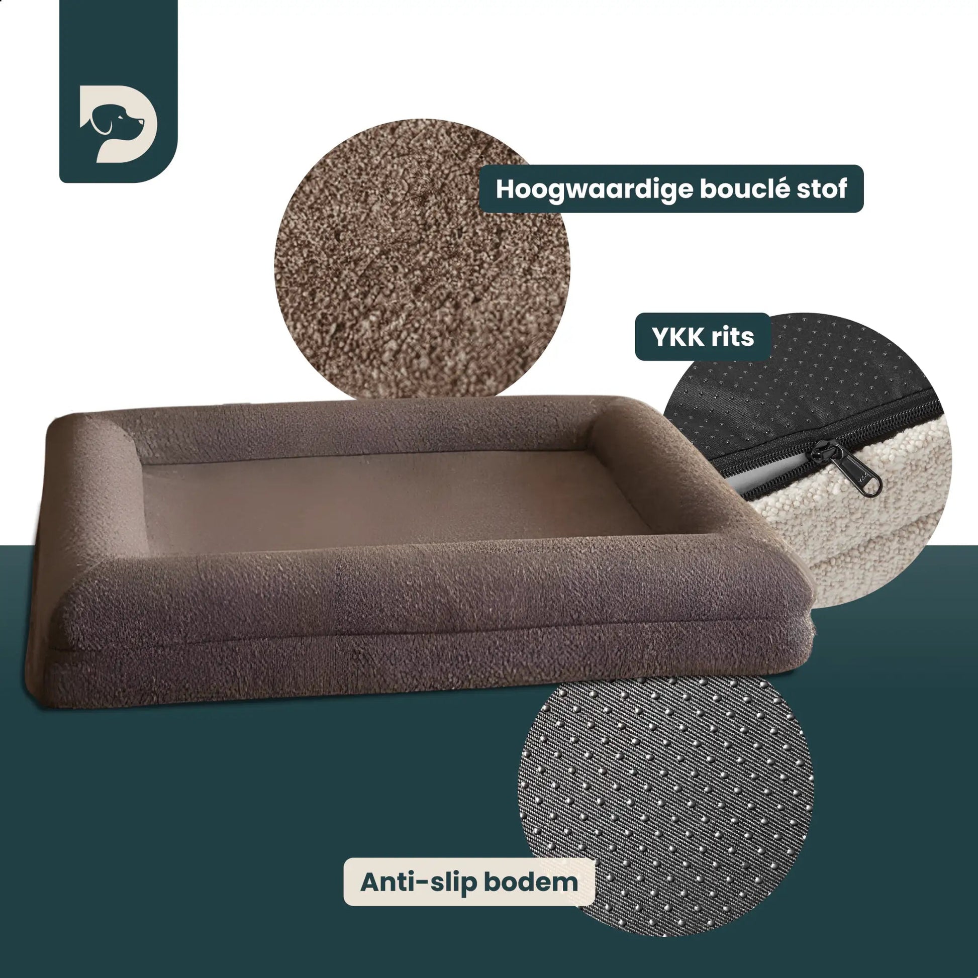 Orthopedisch hondenkussen - Bouclé Choco Bruin - Dreamydog - Hondenkussen