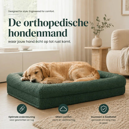 Orthopedisch hondenkussen - Bouclé Forest Green - Dreamydog - Hondenkussen