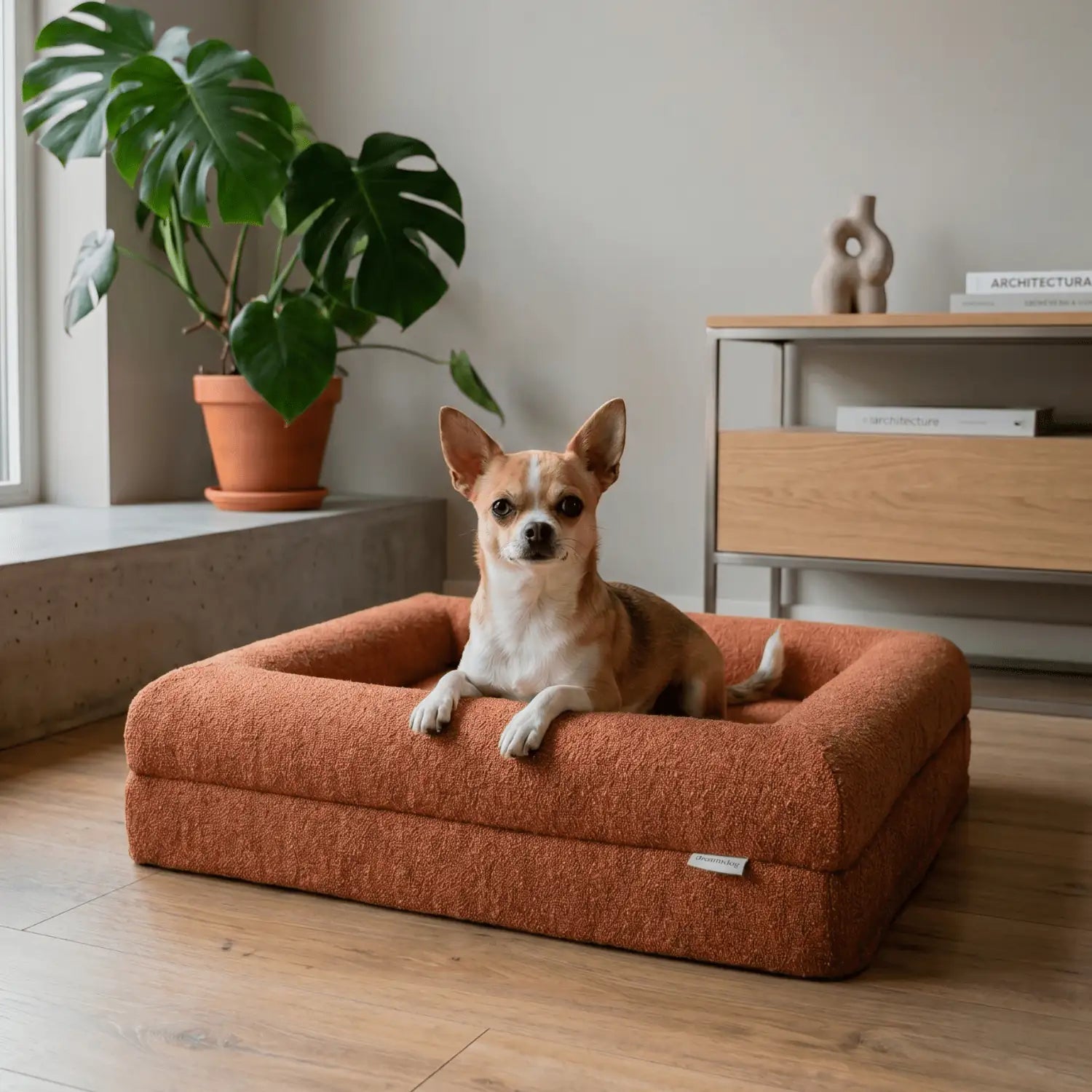 Orthopedisch hondenkussen - Bouclé Terracotta - Dreamydog - Hondenkussen
